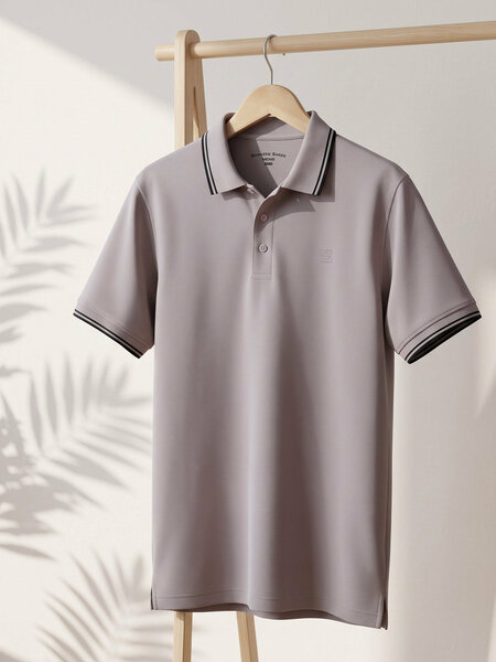 Beige Contrast Tipping Polo T-Shirt (POLO-1220)