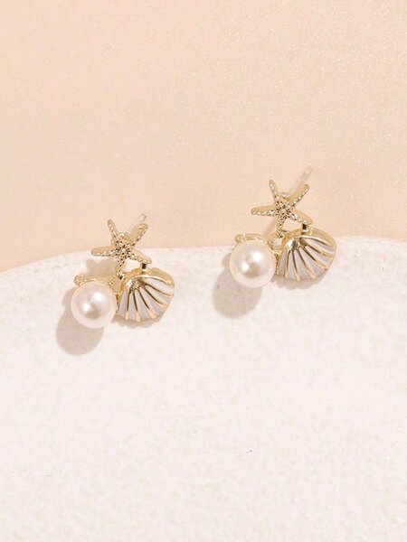 Shein - 1pair Small Shell Earrings