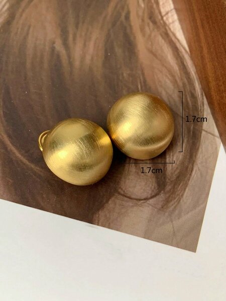 Shein - 1pair French Vintage Frosted Ball Stud Earrings, Women's Niche Design High-end Earrings