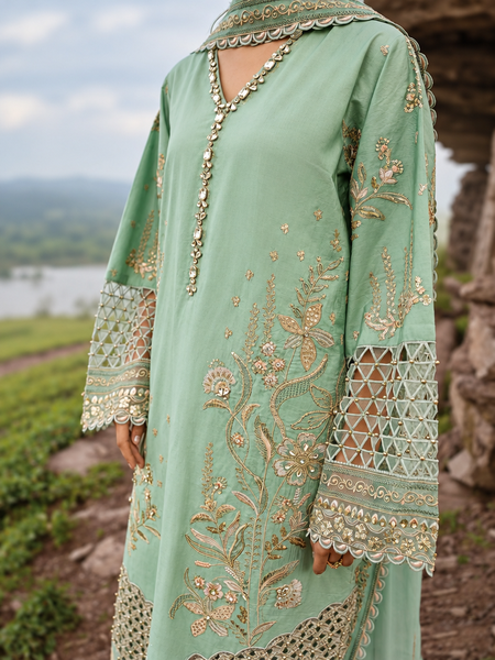 Dastaan by Zebtan Unstitched Embroidered Tassal Silk 3 Piece Suit ZB26UD DZ-02 - Festive Collection