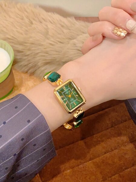 Shein - 1pc Super Flash Women's Watch / Square/ Fashionable, Casual, Versatile, Quartz Watch