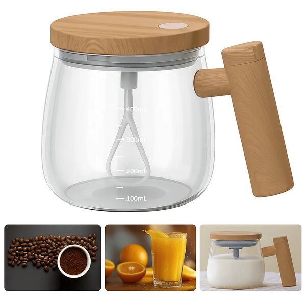 Heat-Resistant Glass Coffee Beater with USB-Powered Stirrer