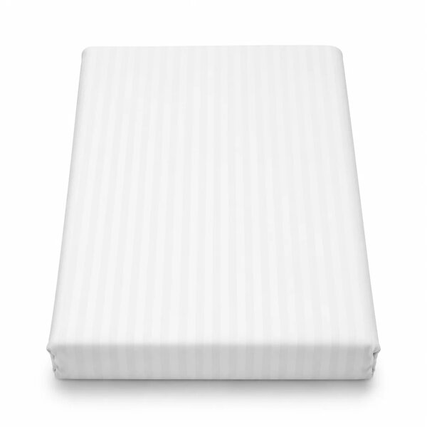 Thin White Stripes Dyed Double Bed Sheet 96x102" Satin – Elegant White Striped Double Bedding Sheet