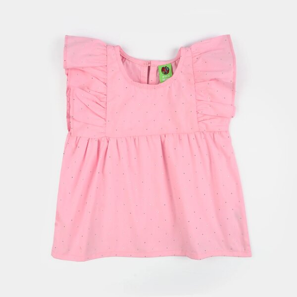 Infant Girls Cotton Casual Top Silver Studs-PINK