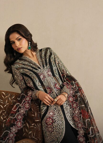 Qurbat by Ayzel Unstitched Embroidered Silk 3 Piece Suit AAF26UQ D-1 Ehsaas - Festive Collection