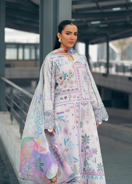 Zync by Florent Unstitched Embroidered Lawn 3 Piece Suit FL26ZU FZ-9B - Summer Collection