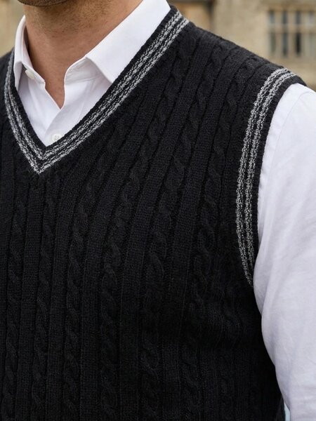 Black Sleeveless Men's Sweater (SW-020)