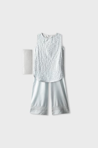 Silver Mint Sparkle Kurta Set - 3pc