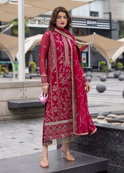 Sahane Ready To Wear Chiffon 3 Piece Suit Ct 25003 Dousee Pret - Formals Collection
