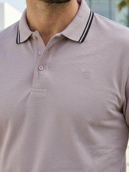 Beige Contrast Tipping Polo T-Shirt (POLO-1291)