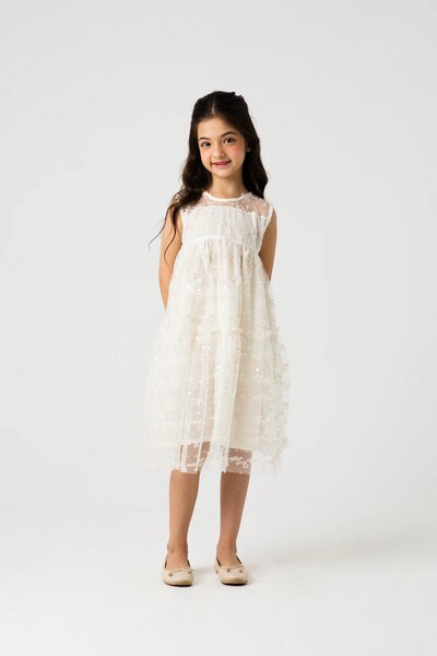 White & Gold Party Dress