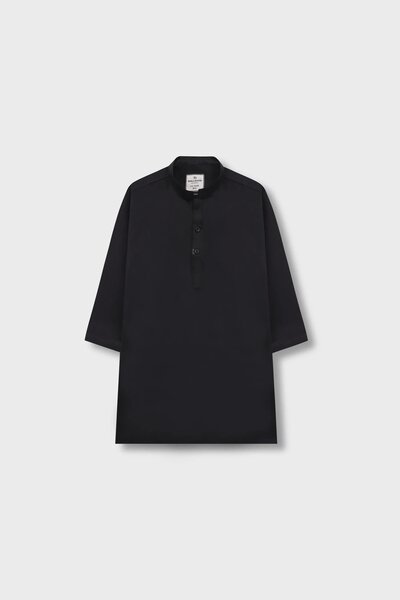 Boys Black Jacquard Cotton Kurta