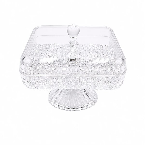 Square Crystal Dry Fruit Dish with Pedestal Stand – Small & Large