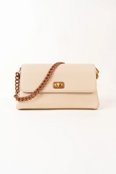 Chain Strap Shoulder Bag – Beige
