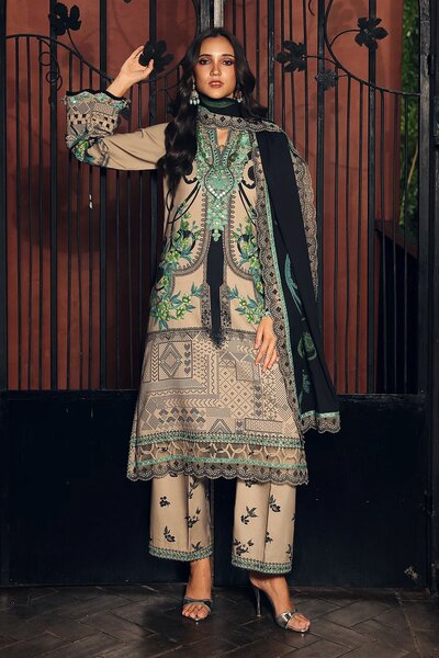Aniiq by Charizma Unstitched Embroidered Linen 3 Piece Suit CHR26UAL ANW7-19 - Casual Collection