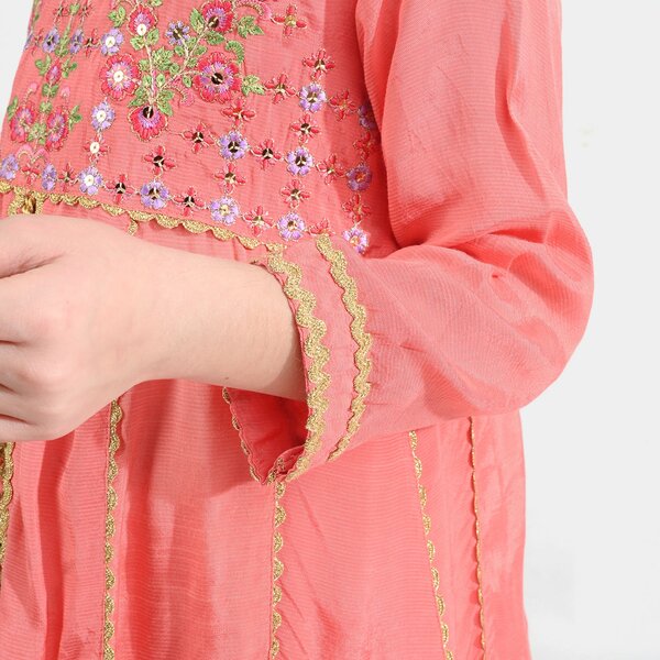 Girls Raw Silk 4Pcs Rashk-E- Chaman-Paradise Pink
