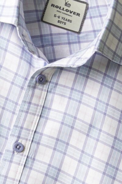 Boys White Sky Grid Shirt