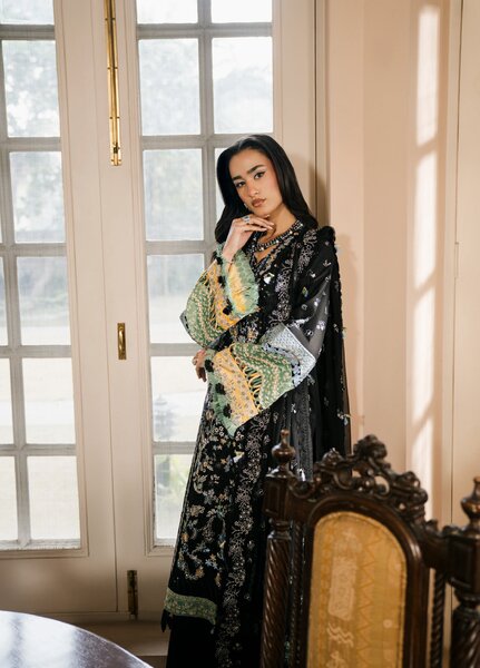 Camelia by Sundas Ahad Unstitched Embroidered Luxury Lawn 3 Piece Suit SNA26UC EL-01 Black Noir - Festive Collection