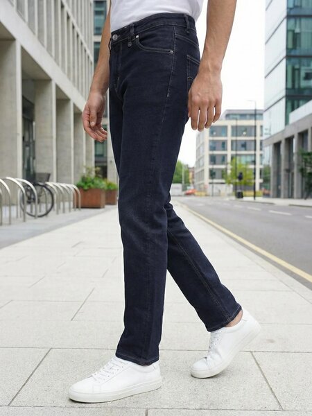 Navy Blue Straight Fit Jeans 52