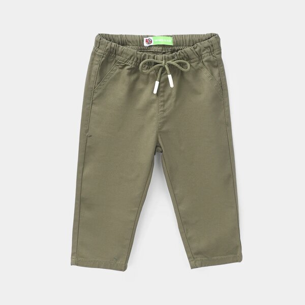 Infant Boys Cotton Twill Pants Comics - Olive