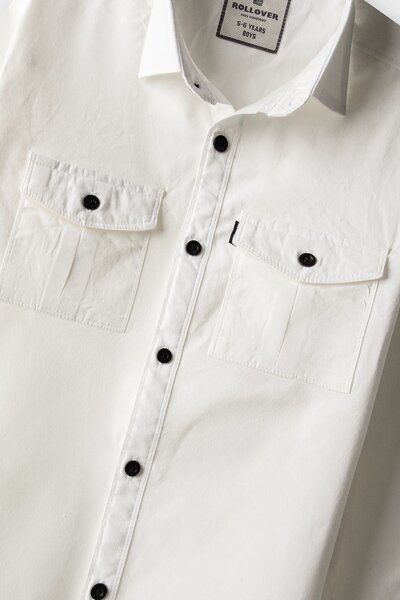 Boys Solid White Cotton Shirt