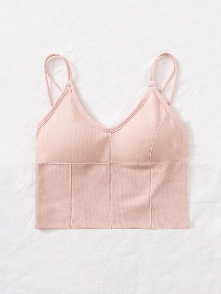 Shein- Plain Rib Longline Bralette