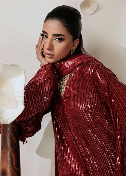 Aik Shaam by AIK Atelier Unstitched Chiffon Embroidered 3 Piece Suit AIK26US D-08 - Wedding Collection
