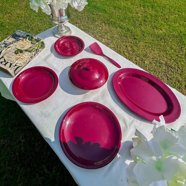 Red Melamine Dinner Set