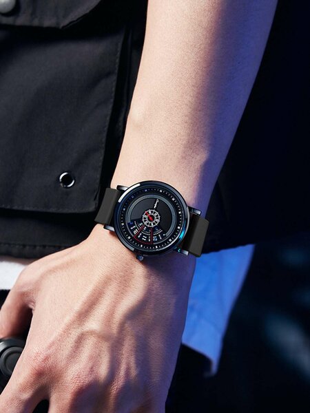 Shein - 1pc Men's Chronograph Style Fashion Sports Watch, Waterproof Sports Watch