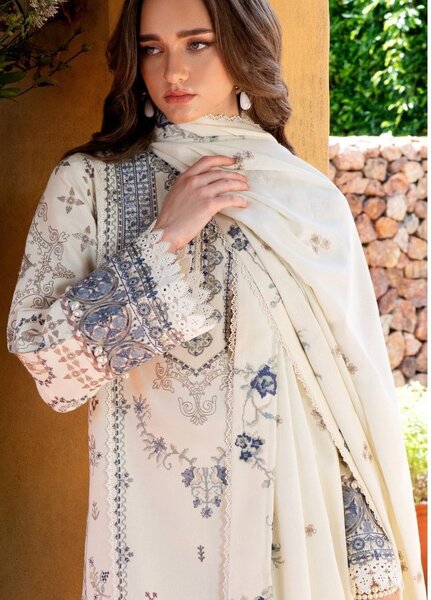 Serenity by Florent Unstitched Embroidered Karandi 3 Piece Suit FL26USF Aster - Festive Collection
