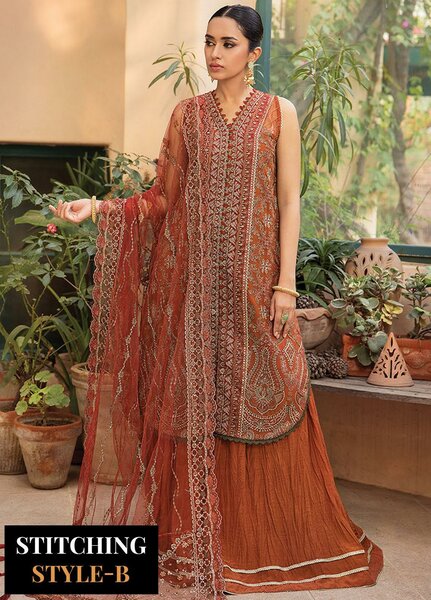 La Mode By Xenia Formals Embroidered Chiffon Suits Unstitched 3 Piece XE25LU D-10 Sophiee - Luxury Collection