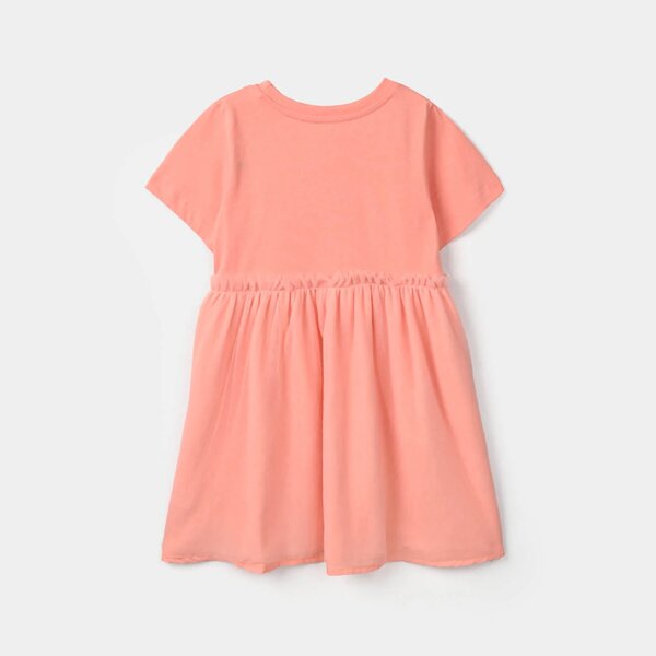 Girls Cotton Jersey Frock Trust your Power-ORANGE