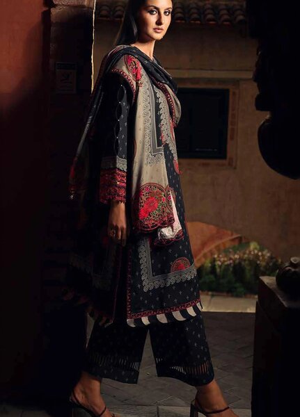 Combination by Charizma Unstitched Embroidered Linen 3 Piece Suit CHR26ULC CCW7-25 - Casual Collection