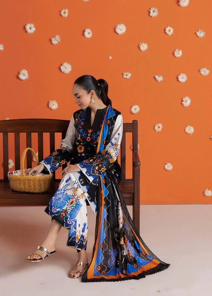 Amal Prints by RajBari Unstitched Printed Lawn 3 Piece Suit RB26UPA D-9 - Summer Collection