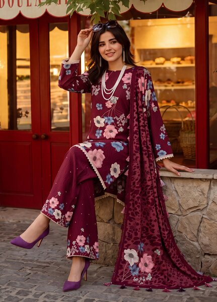 Coco by Al Zohaib RTW Printed Cambric 3 Piece Suit AZ26RCC D-01 - Casual Collection