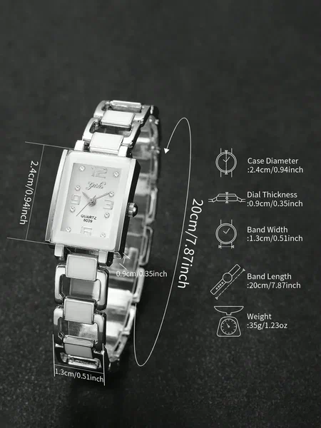 Shein - 1pc Women's Classic Fashion Square Dial Numeric Scale Quartz Wrist Watch