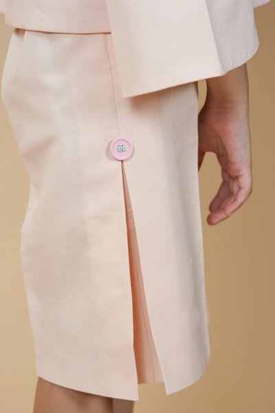 Strawberry Milk |  Pure cotton co-ord set with hand-embroidered collar