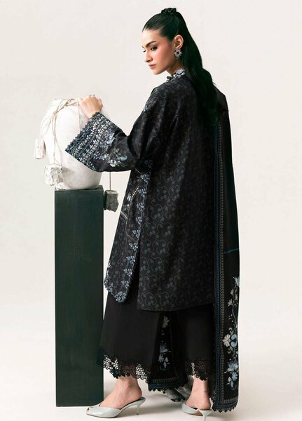 Q prints by Qalamkar Unstitched Embroidered Slub Linen 3 Piece Suit QLK26ULQ Luna QPW-05A - Winter Collection