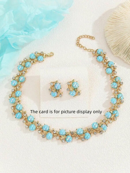 Shein - 3Pcs Pearl Necklace And Earrings Set Fashionable Party Jewelry For Women