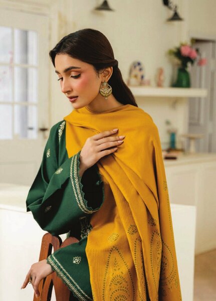 Onara by Humdum Unstitched Embroidered Khaddar 3 Piece Suit HD26UKO D-10 - Winter Collection