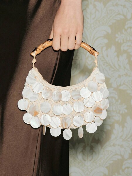 Shein - Shell Pieces Wooden Handbag