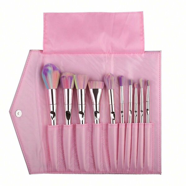 Shein - 10Pcs/Set Colorful  Makeup Tools Kit, Portable And Multi-Functional For Daily Makeup, Including Eyeshadow Brush, Foundation Brush, Blush Brush, Lip Brush, Nose Brush, Eyebrow Brush And Blending Brush