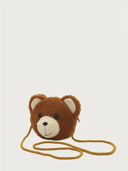 Shein - 1pc Coffee-Color Bear Crossbody Bag