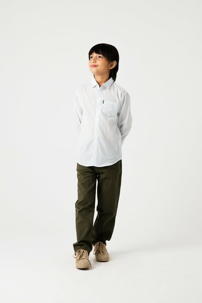 Boys White & Sky Striped Cotton Shirt