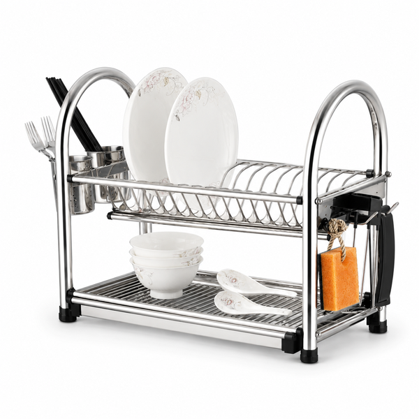 Iron Kitchen Rack – 85 cm Double Layer Dish Drainer
