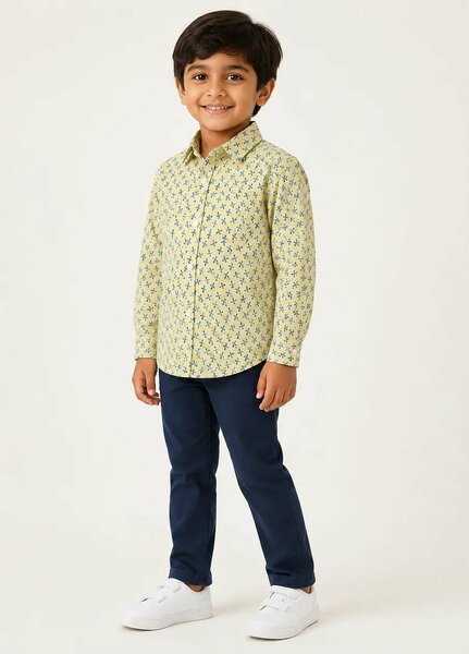 Lambkin Kids RTW Printed Cotton 1 Piece Sand Star Boys Shirt - Casual Collection