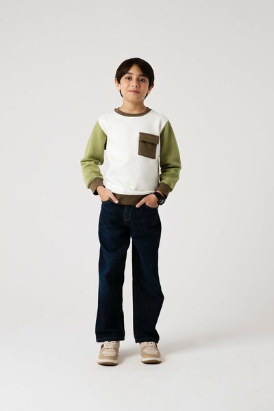 Boys Olive Contrast Fleece Sweatshirt