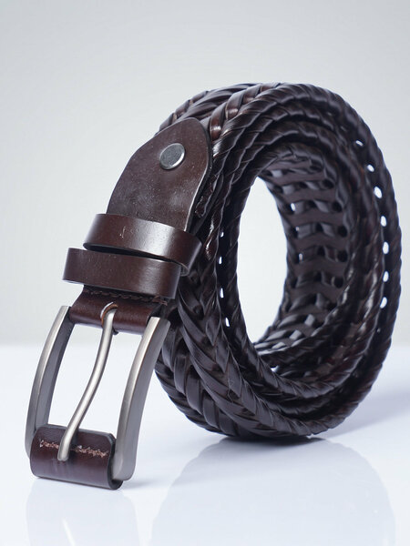 Dark Brown Braided Leather Belt (BELT-971)