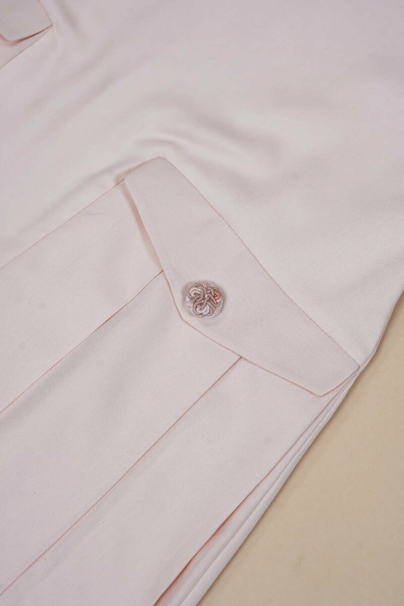 Pinkbird | Pure cotton dress with hand-embroidered collar & box pleat