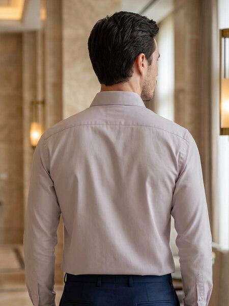 Beige Plain, Cutaway Collar, Poplin Formal Shirt (FS-3076)